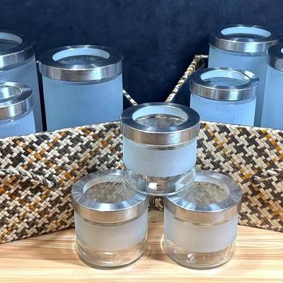 Ikea frosted glass lidded jars