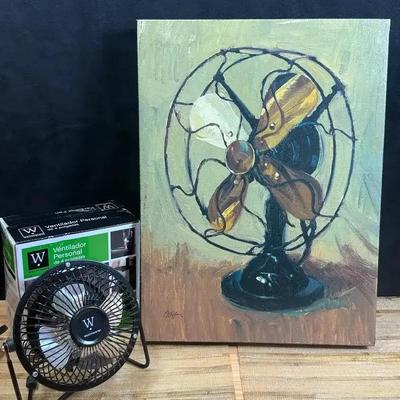 Vintage fan painting personal fan