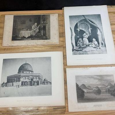 Four antique engravings