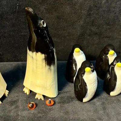 Penguin art carved horn ceramic