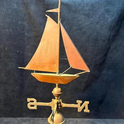 Copper sailboat weathervane