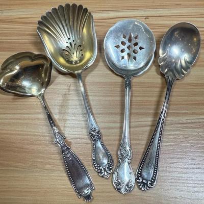 Sterling serving spoons mixed lot gorham towle, wallace