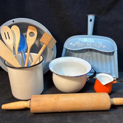Vintage enamel kitchen dishes