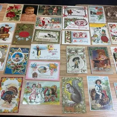 27 postcards christmas thanksgiving & new year