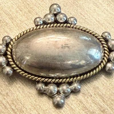 Vintage Mexico 925 Sterling Silver Pin Pendant - Weighs 19.37 Grams Total