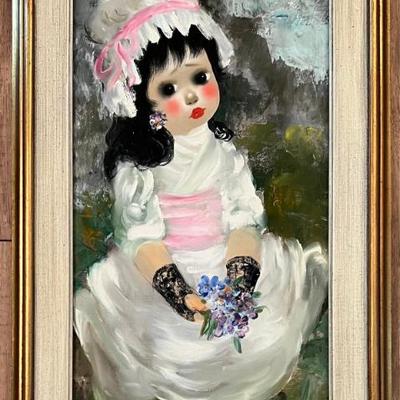 Original Poncini Paris " Precieuse" Oil On Canvas With Custom Frame