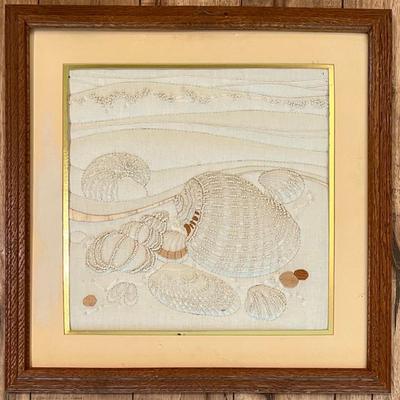 Vintage Embroidery Sea Shells Framed (as Is)