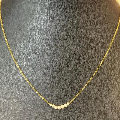 14k Gold And Pearl 13" Delicate Necklace Add-a-heart - Weighs .88 Grams Total