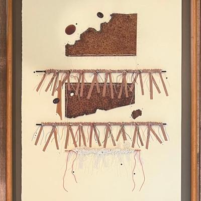 Linda Mccarrey Abstract Mixed Media With Custom Wood Frame And Glass Front