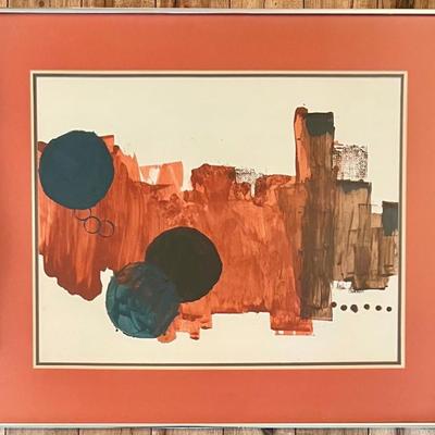 Original Signed Neil Chambers Abstract Painting On Board In Glass Front Metal Frame