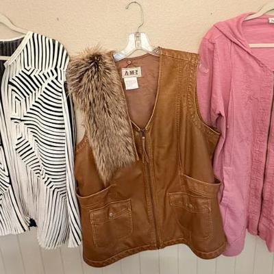 MCM Ami Faux Leather Vest With Collar, North Style Cotton Hoodie, Obstinee Size 18 Jacket