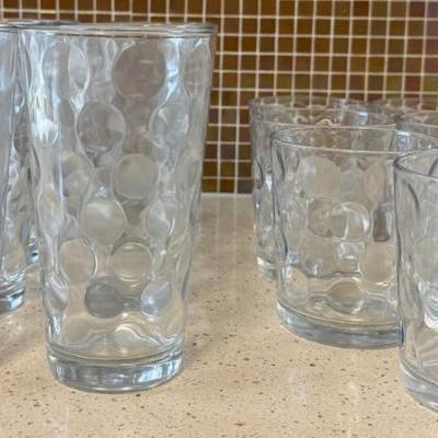 (15) Pasabahce Mirage Circle Dot Old Fashion And High Ball Glasses