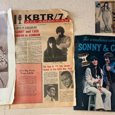 1965 Sonny And Cher Play Book, 1965 KBTR 71 Article, The Doors Post Cards, Sons Of Champlin Post Card