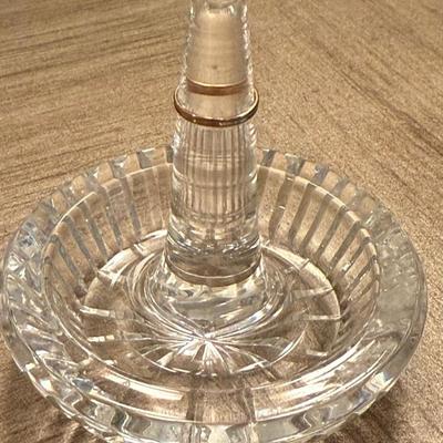 18k Gold Baby Ring Size 3/4 - 1 - Weighs .45 Grams - With A Crystal Ring Holder