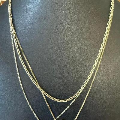 (3) Sterling Silver 18 Inch Necklaces (1) Gold Wash Cross - Total Weight 8.34 Grams