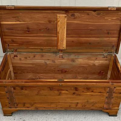 Vintage Cedar Lined Chest With Copper Trim And Hinges