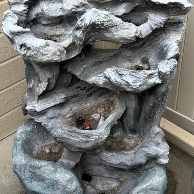 39" Outdoor Resin Tiered Water Fountain With Faux Stone Finish (As Is)