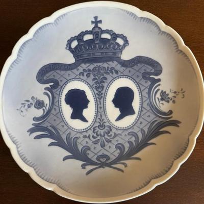 Royal Copenhagen 1923 Memorial Plaque Plate King Christian And Queen Alexandrine's Silver Wedding
