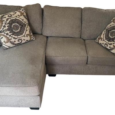 Wanek Furniture Company Grey Material Couch With Chase And Pillows