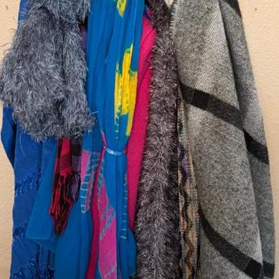 Lot Of Scarves With Hanger - A New Day, Fringe, Checkered, Sweater, And More