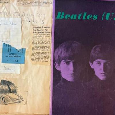 1964 Beatles Ticket Stub From Red Rocks Colorado, Beatles Play Book From Concert, Beatles Ephemera Book
