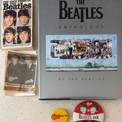 The Beatles Anthology Book 2000, The True Stories Of The Beatles Paper Back 1964, Beatles And Monkees Pin
