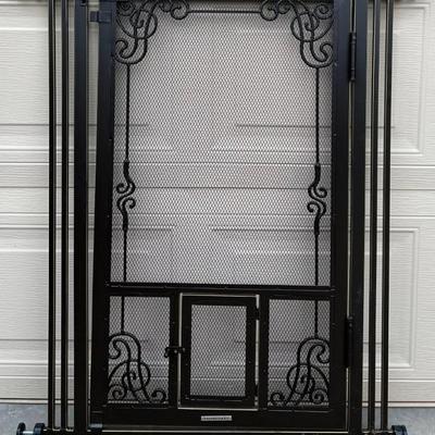 Frontgate Metal 41.5" Pet Gate With Small Door And Adjustable Tension Screws