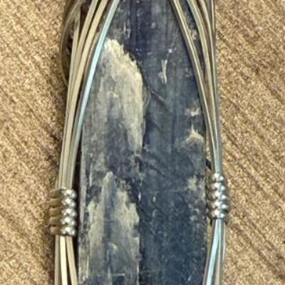 Hand Made Silver Wire Wrapped Blue Kyanite Pendant