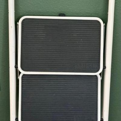 Tricam 2 Step Folding White Metal Step Ladder