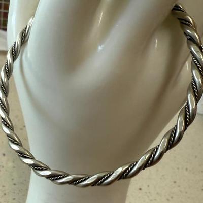 Sterling Silver Twist Bangel Bracelet - Weighs 14.88 Grams Total
