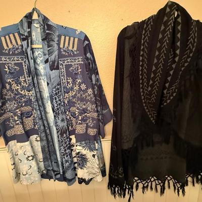 Black Fringe Sleeveless Sweater And A Vincente Short Sleeve Jacket
