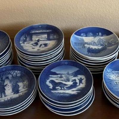Large Collection Of Royal Copenhagen Holiday Plates With Original Paperwork