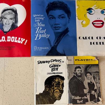 1968 Play Bill Booklets - Pearl Dailey, Carol Channing, Hello Dolly, Sammy Davis Jr., Fiddler On The Roof