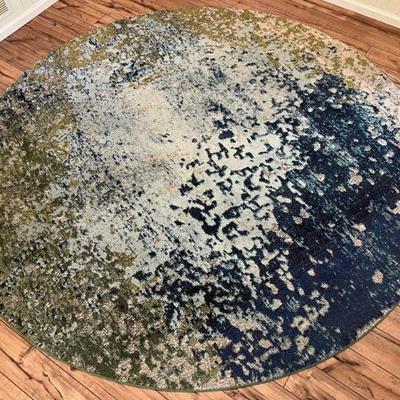 Unique Loom Casablanca Collection 8' Polyester And Cotton Round Multicolor Rug