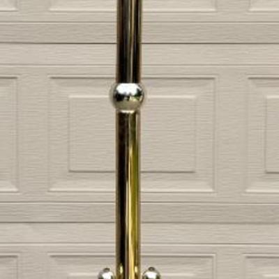 67.5" Vintage Brass Tri-leg Coat And Hat Rack (as Is)