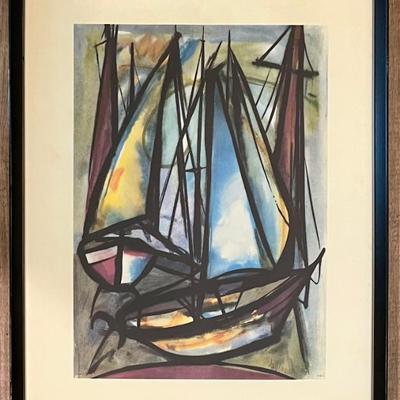 Vintage Heino Breilmann Sailboat Print In Frame With Plexy Front