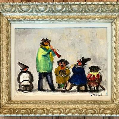 Original Giuseppe Succi Oil On Canvas 1981 Italy With Decorative Wooden Frame