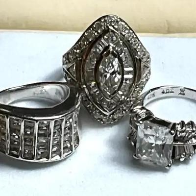 Three sterling rings all size 6