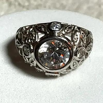 Silver solitaire ring