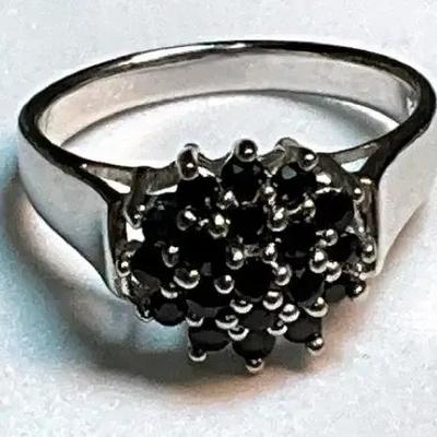 Sterling blue spinel ring stamped ci