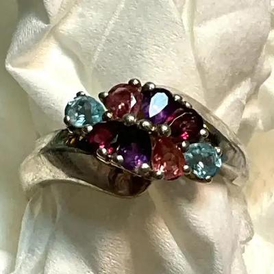 Cluster ring set in sterling
