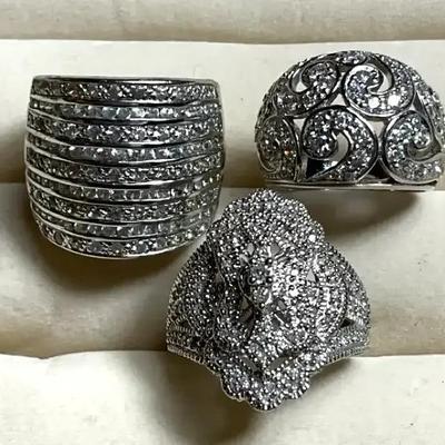 Three eye catching sterling rings