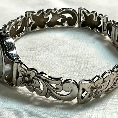 Hun stamped sterling watch band viola watch