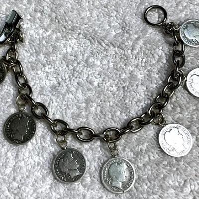 Antique barber dime bracelet