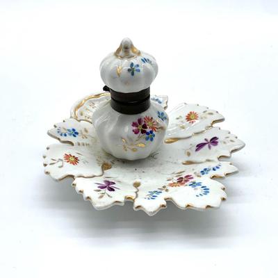 Sale Photo Thumbnail #11: Antique 1880’s decorated porcelain inkwell