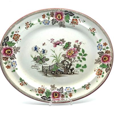 Sale Photo Thumbnail #57: Antique Wedgwood “ Eastern Flowers” platter, 14 x 17”