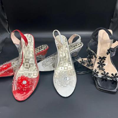 Clear Flower Slingback Wedge Heels Size 8.5