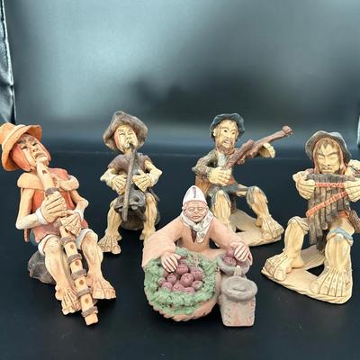 Handcrafted Clay Peruvian Folk Art Musician Figurines