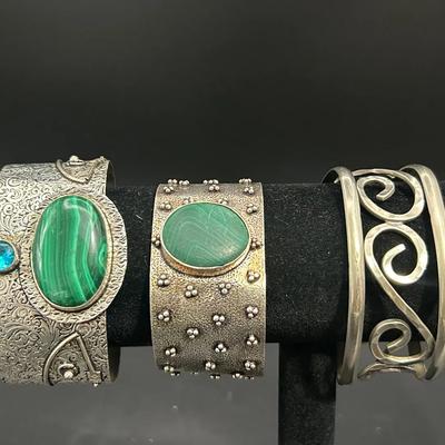 Three .925 Stamped Cuffs
