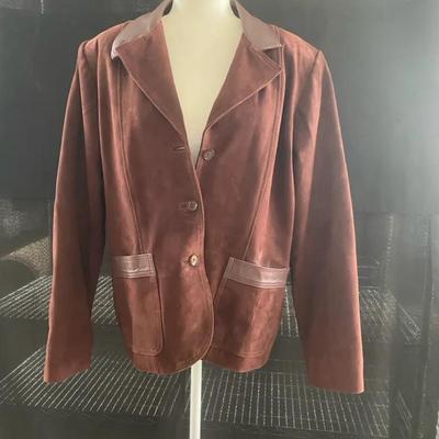 Ladies Brown Suede & Leather Blazer Size XXL